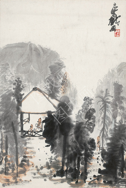 近现代 李可染  戏画 40x60cm